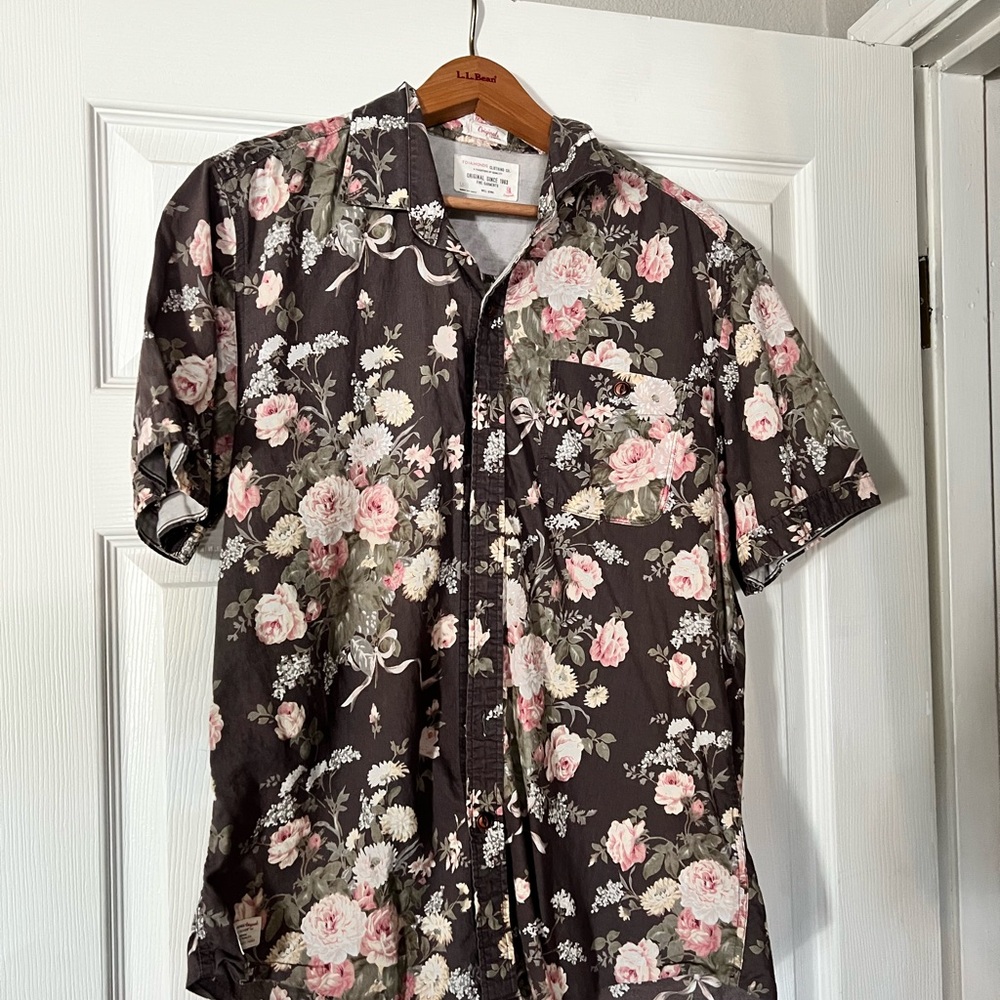 7 Diamonds Black Floral Casual Shirt